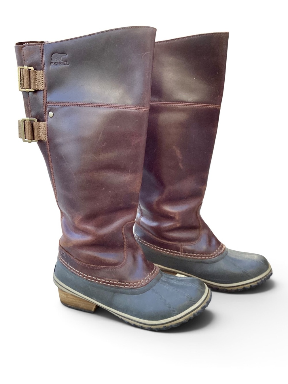 Sorel Women's Leather Waterproof Heeled Duck Boots 6